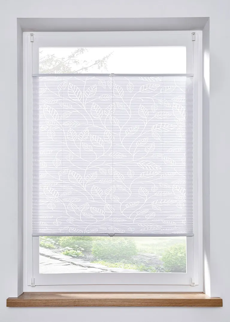 Ausbrenner Plissee mit Blättern in weiß - bpc living bonprix collection Ausbrenner Plissee mit Blättern in weiß - bpc living bonprix collection