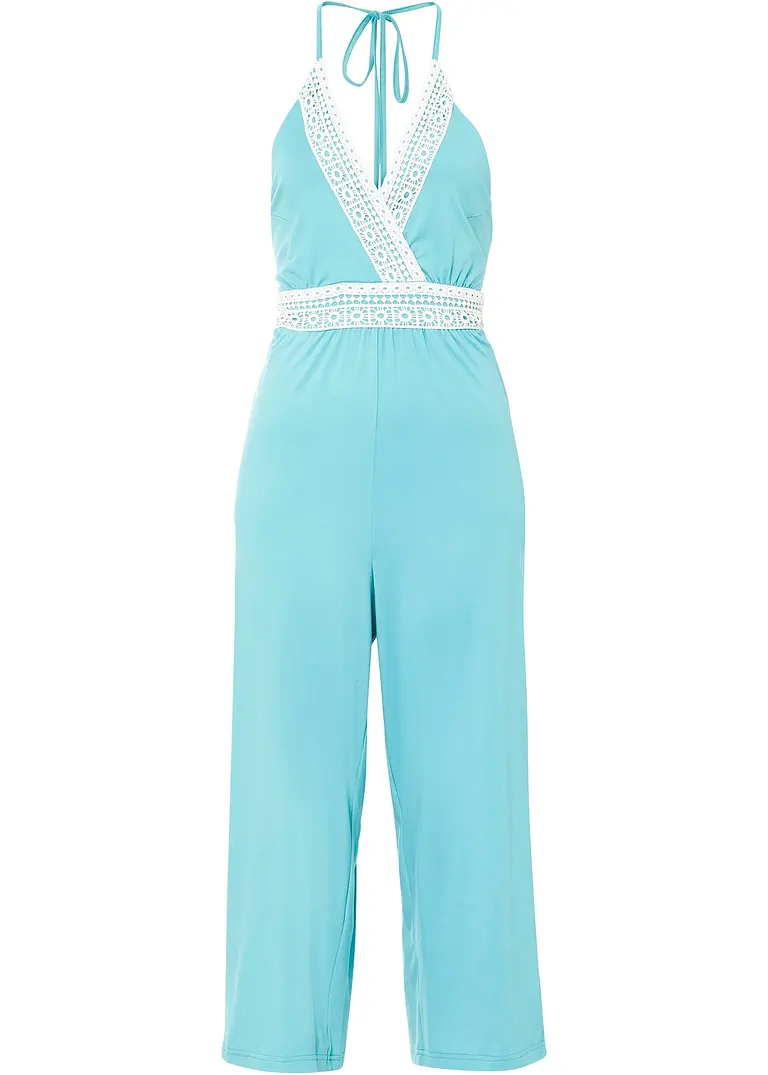 Jumpsuit mit Crochet Spitze in grün von vorne - BODYFLIRT boutique Jumpsuit mit Crochet Spitze in grün von vorne - BODYFLIRT boutique