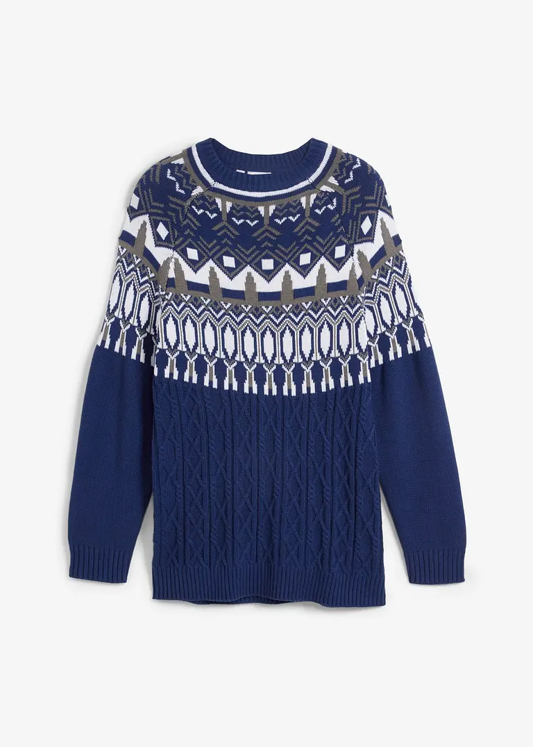 Norweger-Pullover in blau von vorne - bonprix Norweger-Pullover in blau von vorne - bonprix