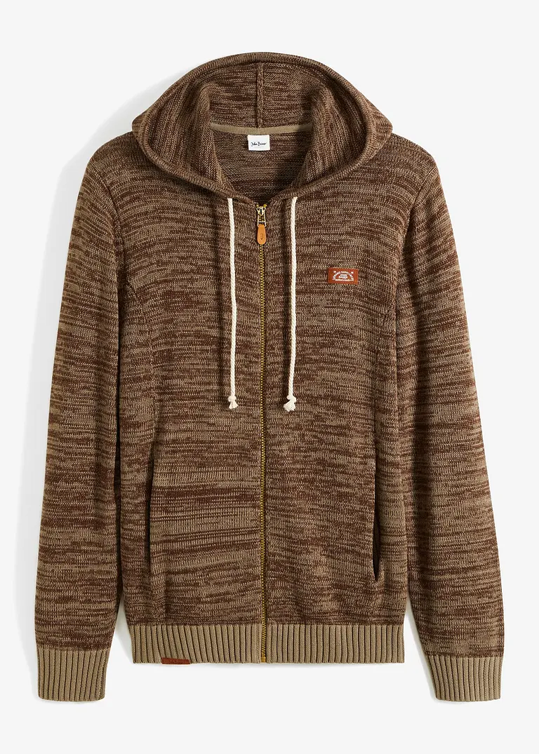 Kapuzenstrickjacke mit Baumwolle in braun von vorne - bonprix Kapuzenstrickjacke mit Baumwolle in braun von vorne - bonprix