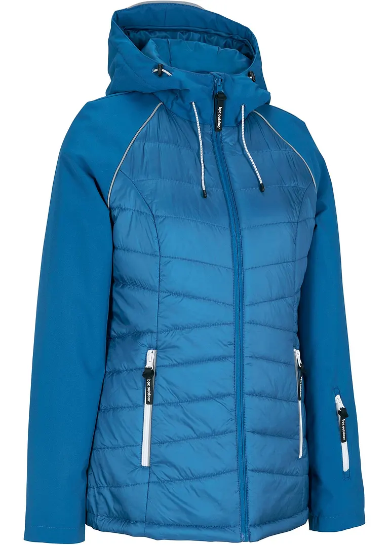 Funktions-Jacke in Hybrid-Optik in blau von vorne - bonprix Funktions-Jacke in Hybrid-Optik in blau von vorne - bonprix