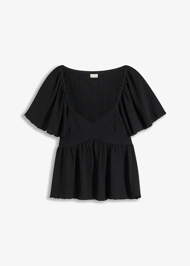 Shirt aus leichtem Crêpe in schwarz von vorne - BODYFLIRT boutique Shirt aus leichtem Crêpe in schwarz von vorne - BODYFLIRT boutique