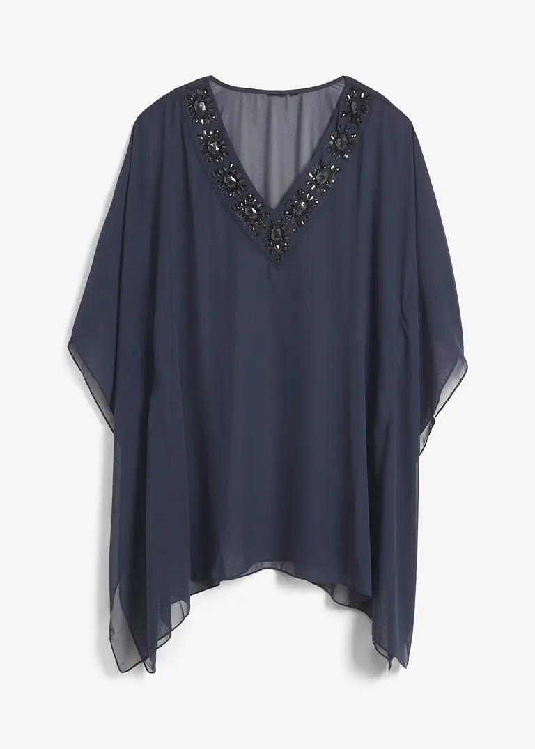 Exklusive Chiffon Strand Tunika in blau von vorne - bpc selection Exklusive Chiffon Strand Tunika in blau von vorne - bpc selection