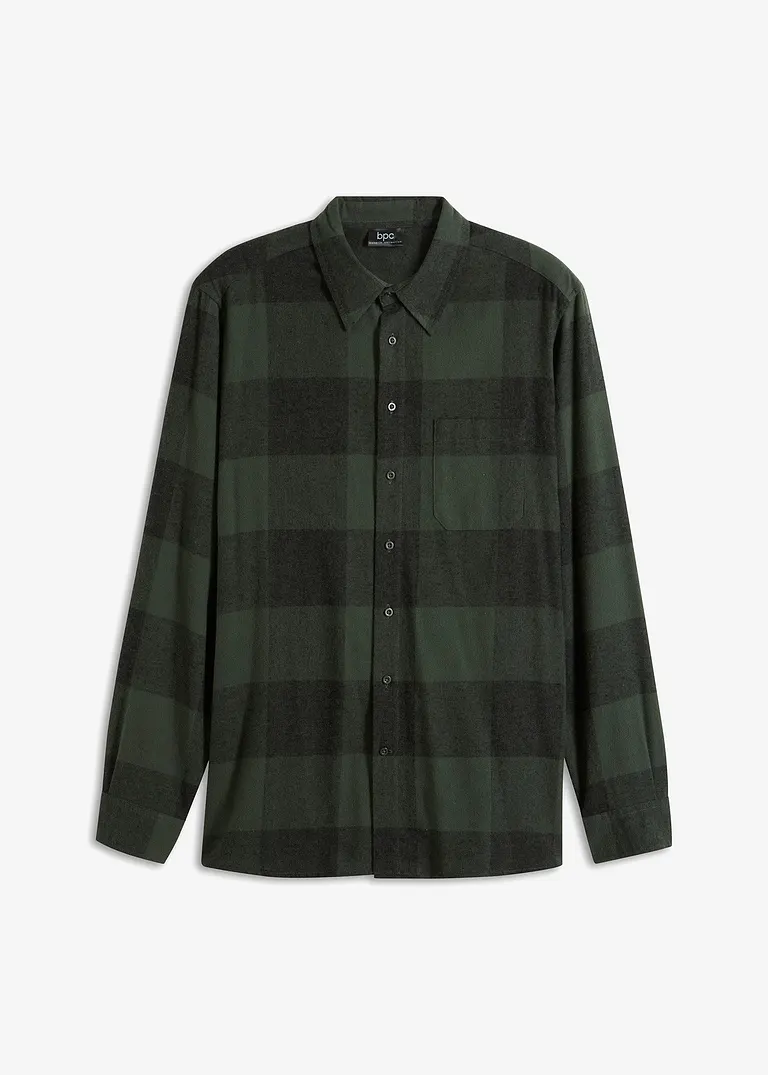 Flanell-Langarmhemd aus reiner Baumwolle in grün von vorne - bonprix Flanell-Langarmhemd aus reiner Baumwolle in grün von vorne - bonprix