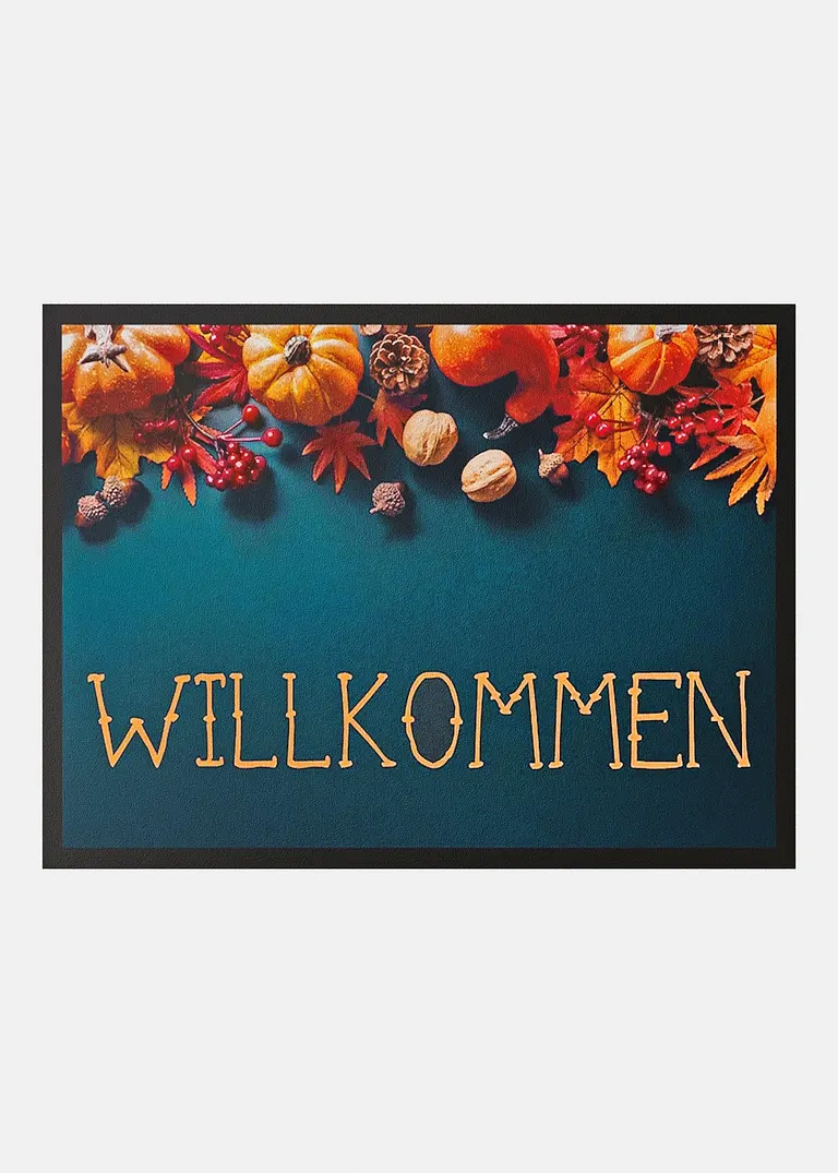 Fußmatte mit herbstlichem Druck in blau von vorne - bonprix Fußmatte mit herbstlichem Druck in blau von vorne - bonprix