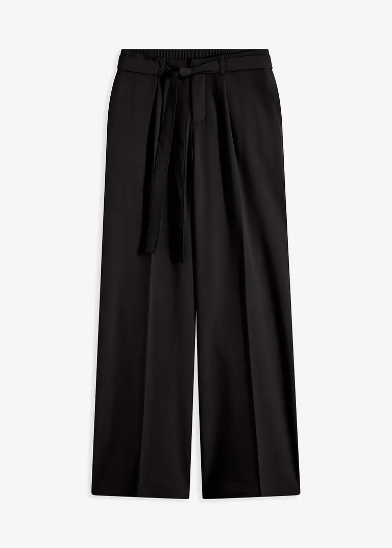 Weite Bundfaltennhose in schwarz von vorne - bonprix Weite Bundfaltennhose in schwarz von vorne - bonprix