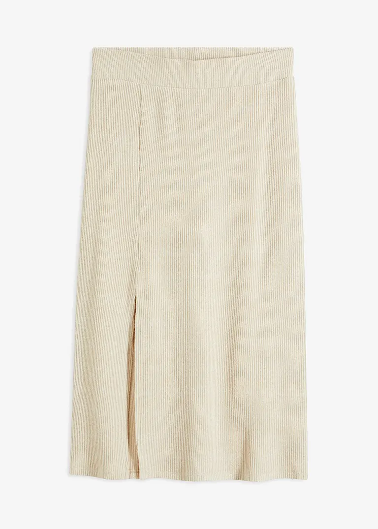 Ripp-Jerseyrock in beige von vorne - bonprix Ripp-Jerseyrock in beige von vorne - bonprix