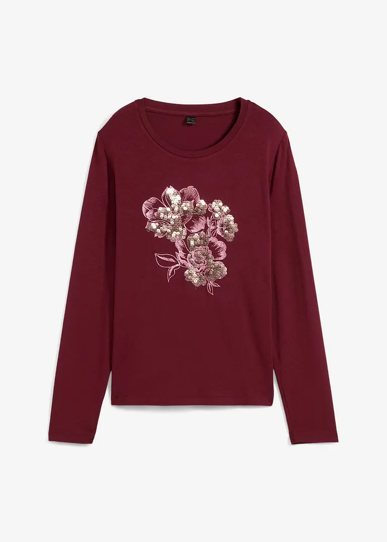 Langarmshirt mit Pailletten in rot von vorne - bonprix Langarmshirt mit Pailletten in rot von vorne - bonprix