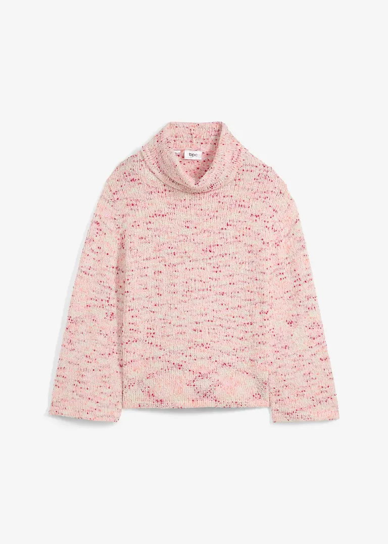Boxy- Pullover mit ausgestelltem Ärmel und Noppengarn in pink von vorne - bonprix Boxy- Pullover mit ausgestelltem Ärmel und Noppengarn in pink von vorne - bonprix