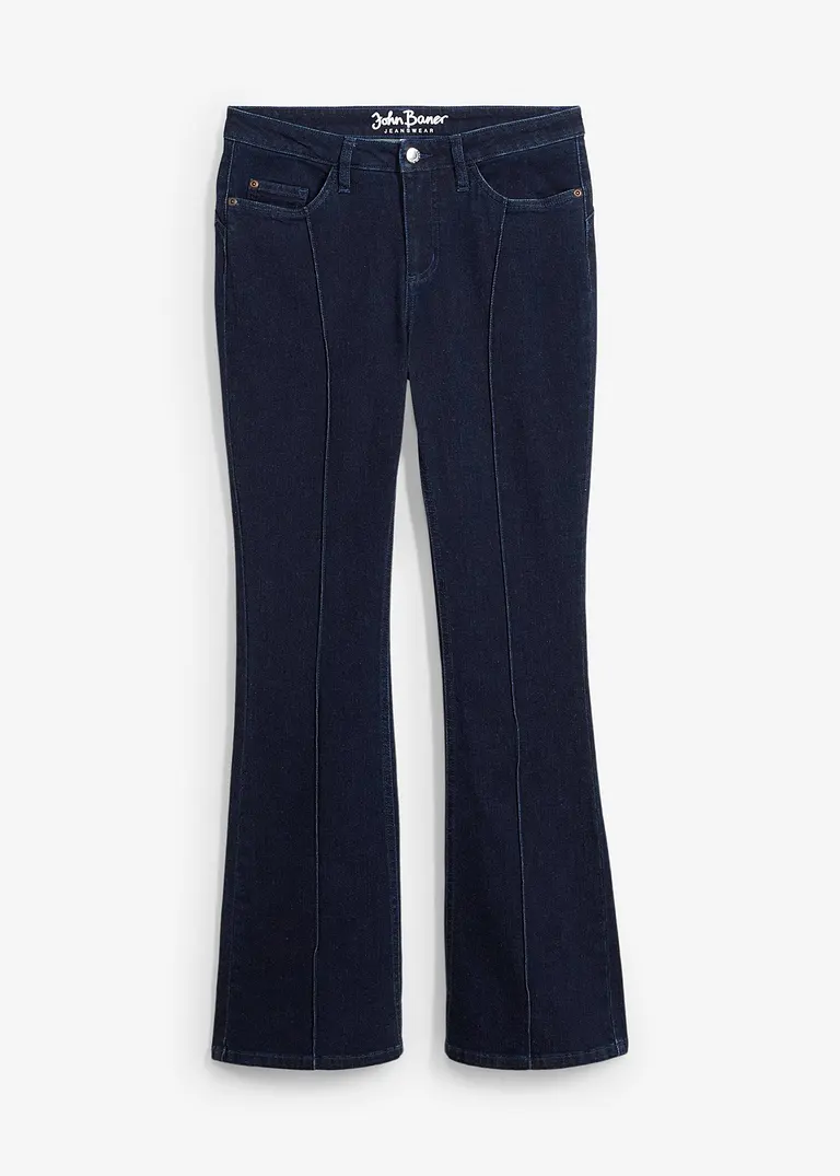 Flared Jeans Mid Waist, Shaping in blau von vorne - bonprix Flared Jeans Mid Waist, Shaping in blau von vorne - bonprix