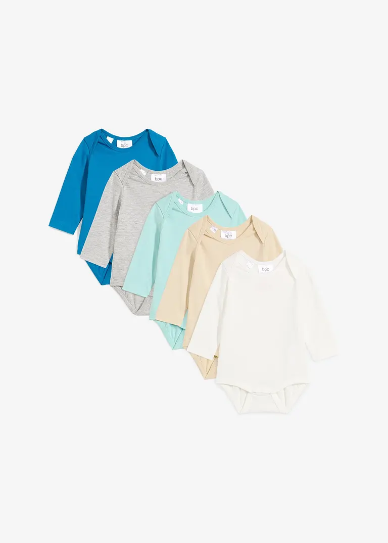 Baby Langarmbody aus reiner Bio-Baumwolle (5er Pack) in grau von vorne - bonprix Baby Langarmbody aus reiner Bio-Baumwolle (5er Pack) in grau von vorne - bonprix
