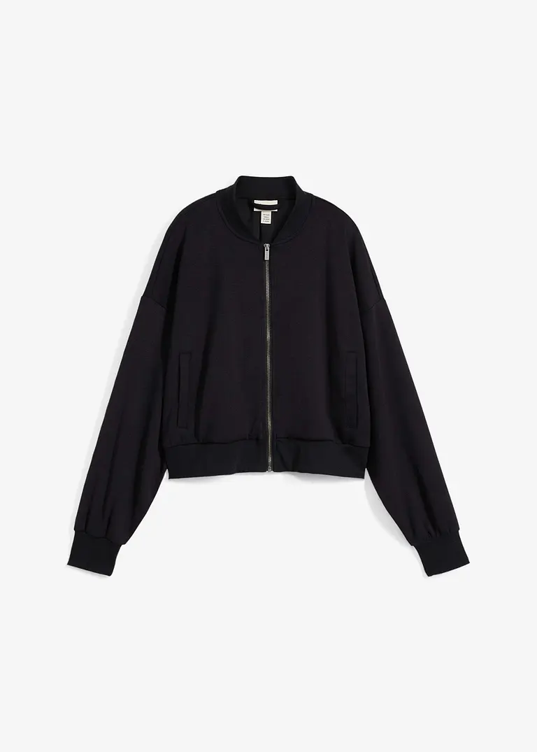 Sweat Blouson mit Viskose in schwarz von vorne - bonprix Sweat Blouson mit Viskose in schwarz von vorne - bonprix