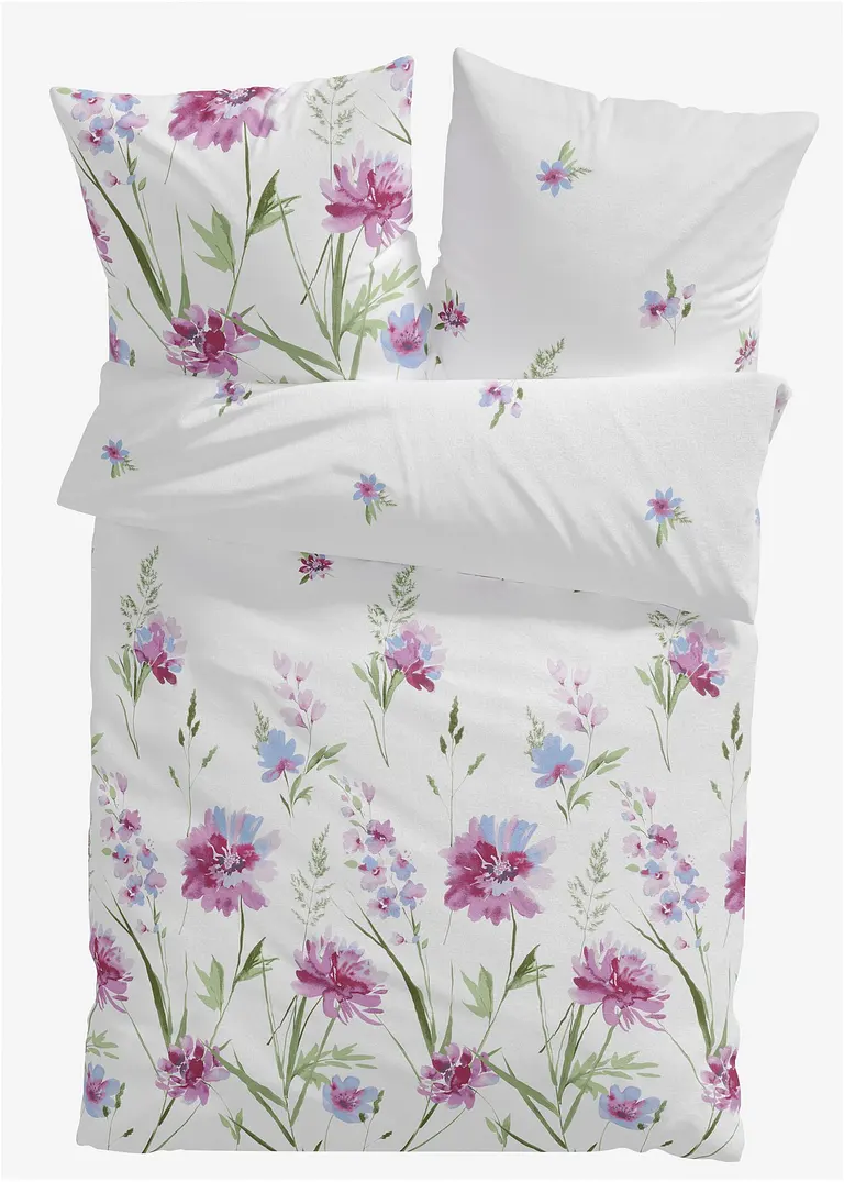Bettwäsche mit floralem Design in weiß von vorne - bonprix Bettwäsche mit floralem Design in weiß von vorne - bonprix