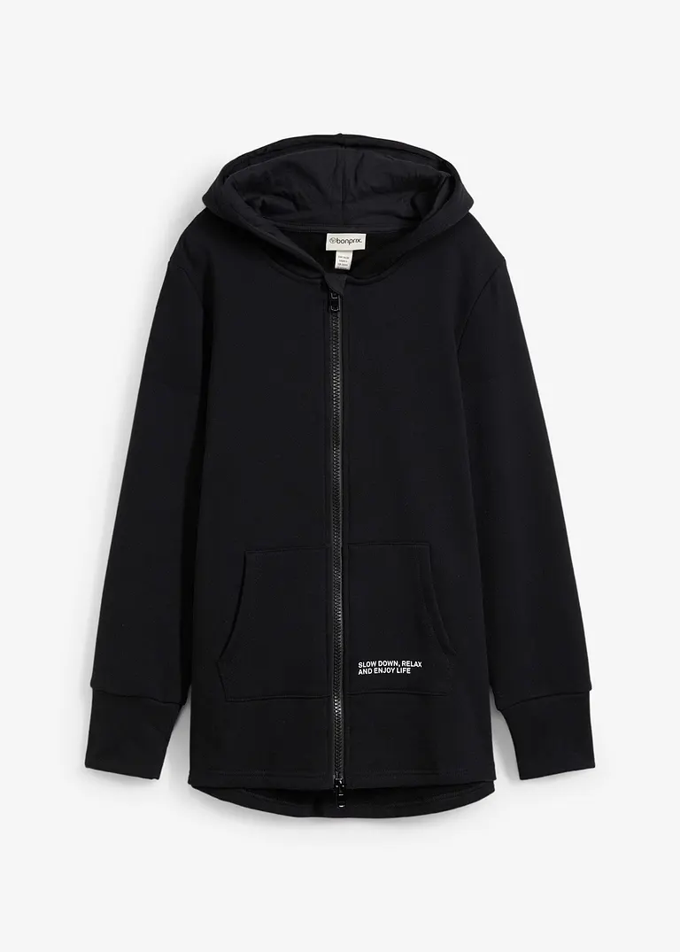 Sweatjacke aus softem Baumwoll-Mix in schwarz von vorne - bonprix Sweatjacke aus softem Baumwoll-Mix in schwarz von vorne - bonprix