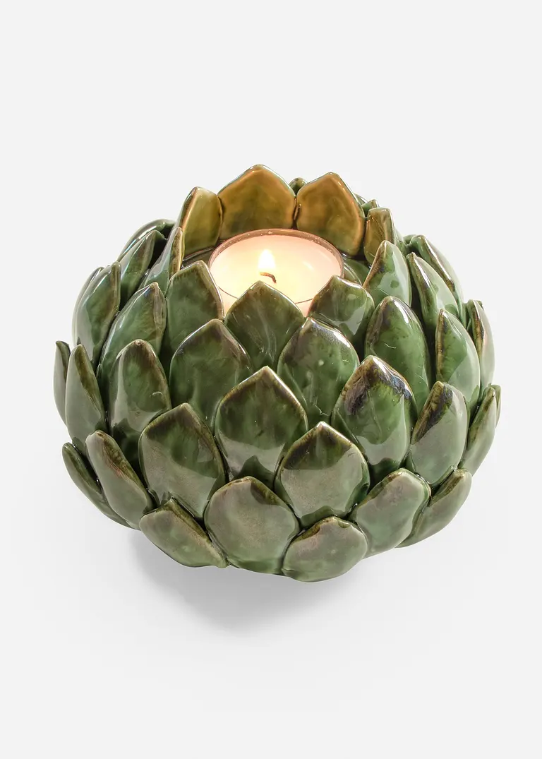 Teelichthalter im Artischocken Design in grün von vorne - bonprix Teelichthalter im Artischocken Design in grün von vorne - bonprix
