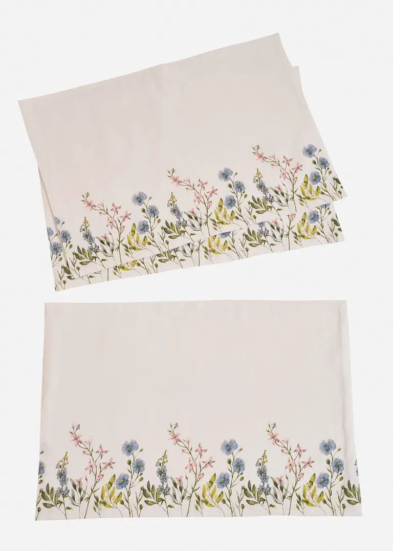 Bio Baumwoll Tischset mit Blumen Druck (4er Pack) in weiß von vorne - bonprix Bio Baumwoll Tischset mit Blumen Druck (4er Pack) in weiß von vorne - bonprix