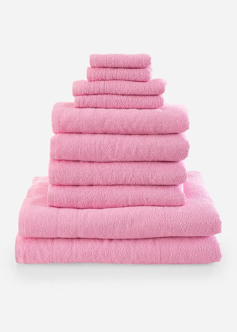 Handtuch Set (10-tlg. Set) in pink von vorne - bonprix Handtuch Set (10-tlg. Set) in pink von vorne - bonprix