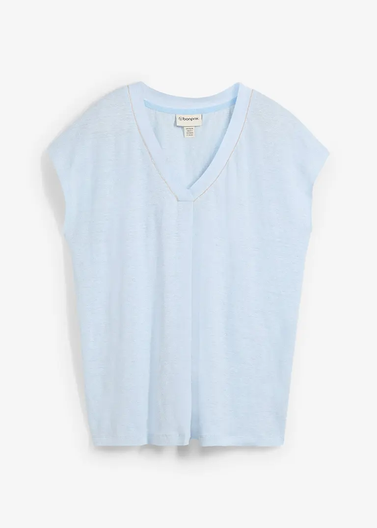 T-Shirt aus reinem Leinen in blau von vorne - bonprix T-Shirt aus reinem Leinen in blau von vorne - bonprix