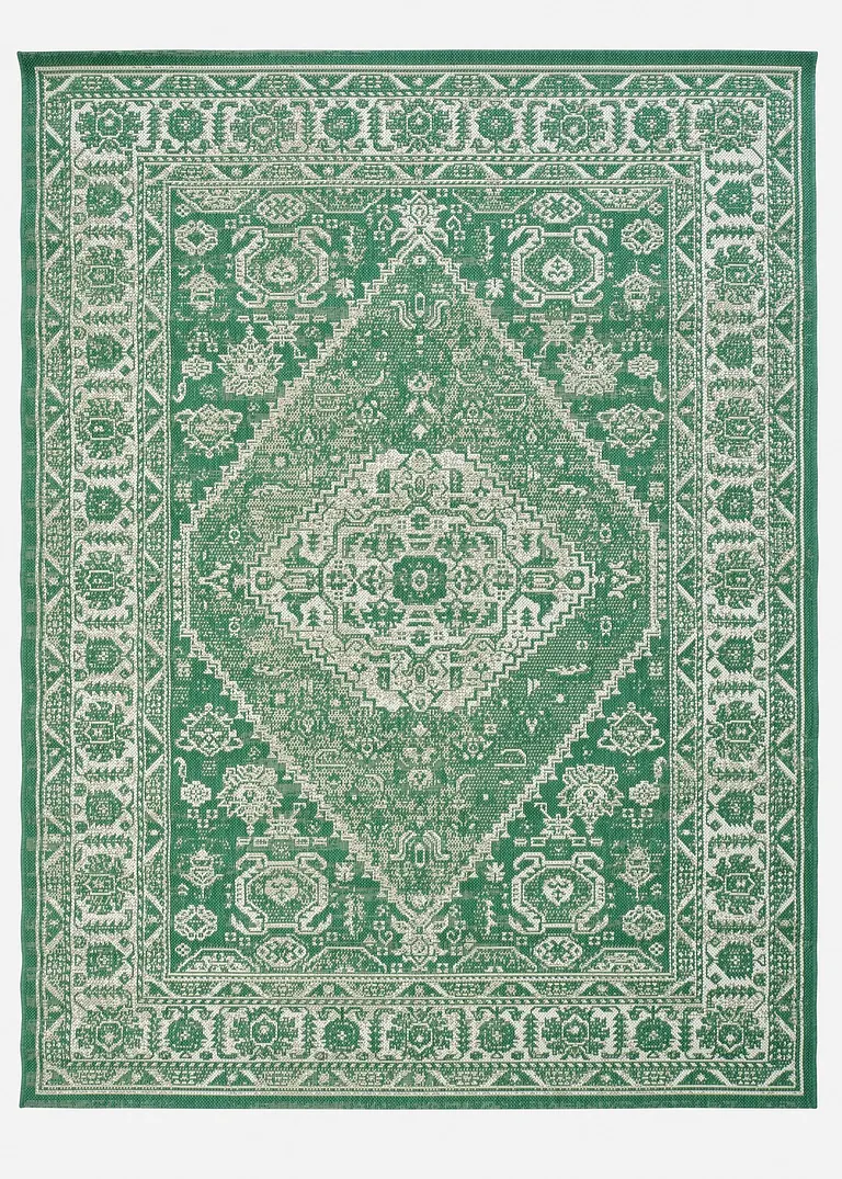 In-und Outdoor Teppich mit orientalischer Musterung in grün von vorne - bonprix In-und Outdoor Teppich mit orientalischer Musterung in grün von vorne - bonprix
