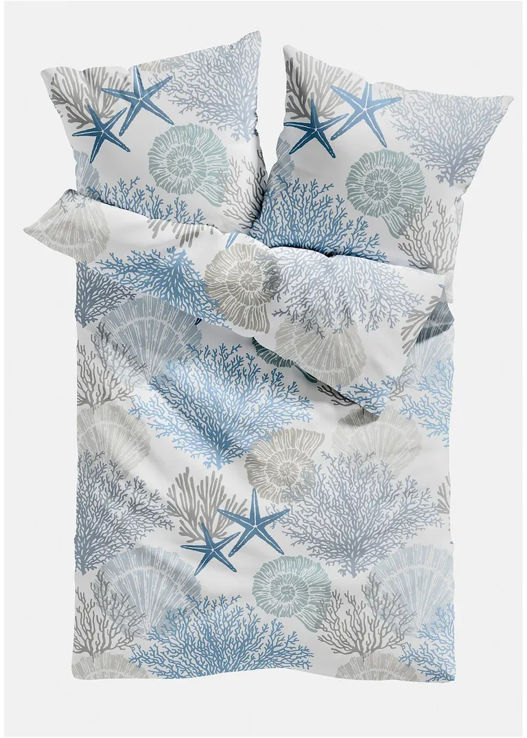 Bettwäsche mit maritimen Muster in blau von vorne - bonprix Bettwäsche mit maritimen Muster in blau von vorne - bonprix