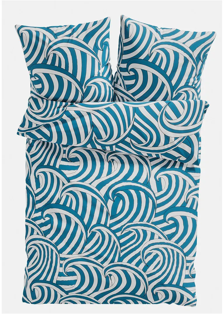 Bettwäsche mit Wellen in blau von vorne - bonprix Bettwäsche mit Wellen in blau von vorne - bonprix