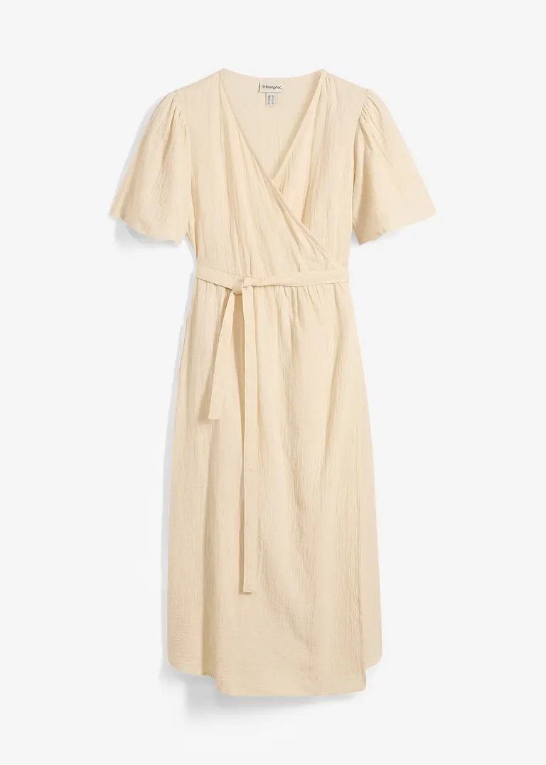 2-in-1 Umstands- und Stillkleid aus Baumwoll-Musselin in beige von vorne - bonprix 2-in-1 Umstands- und Stillkleid aus Baumwoll-Musselin in beige von vorne - bonprix