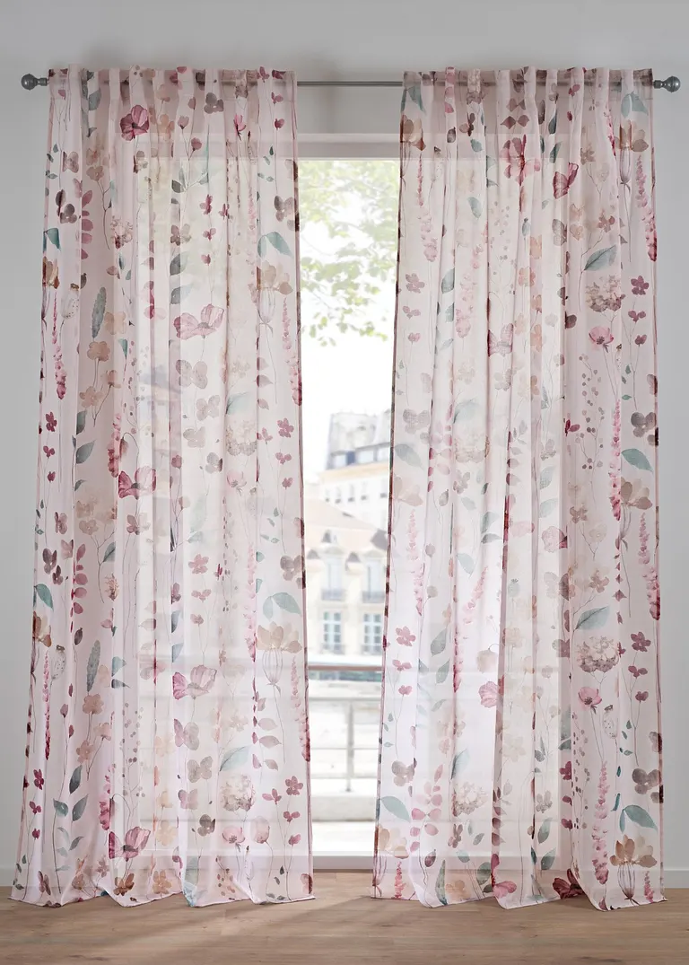 Gardine mit Blumen Druck (1er Pack) in bunt - bonprix Gardine mit Blumen Druck (1er Pack) in bunt - bonprix