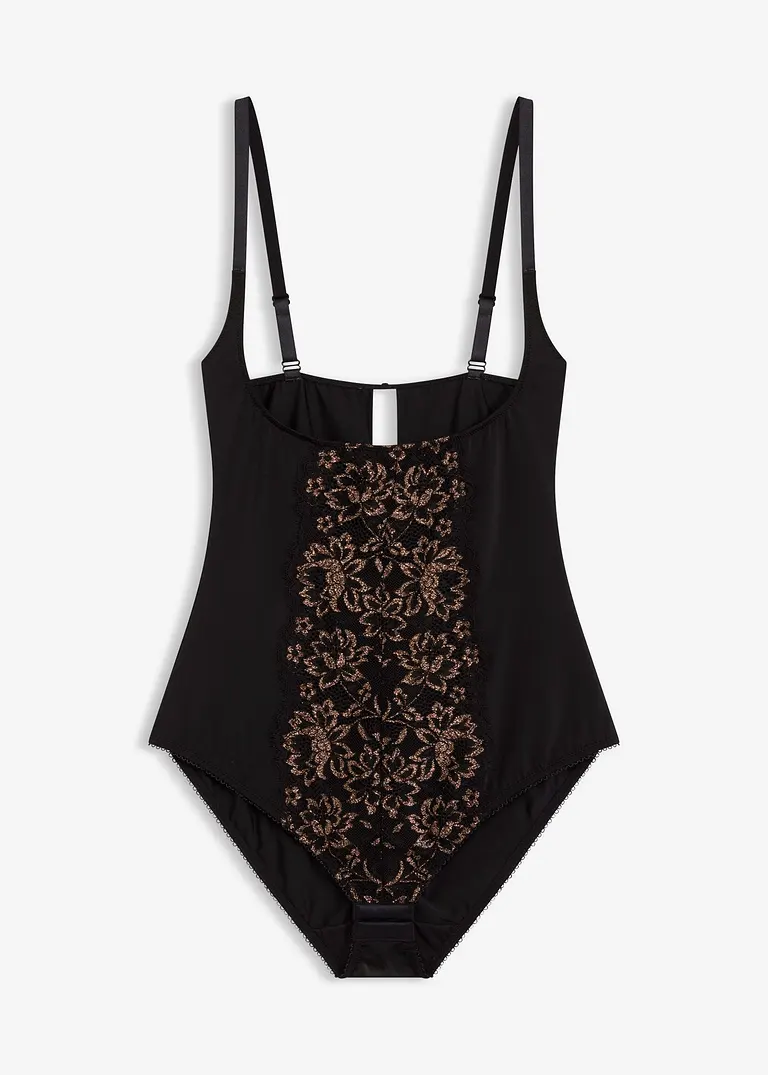 Body Shaper mit leichter Formkraft  und Glitzergarn in schwarz von vorne - bonprix Body Shaper mit leichter Formkraft  und Glitzergarn in schwarz von vorne - bonprix