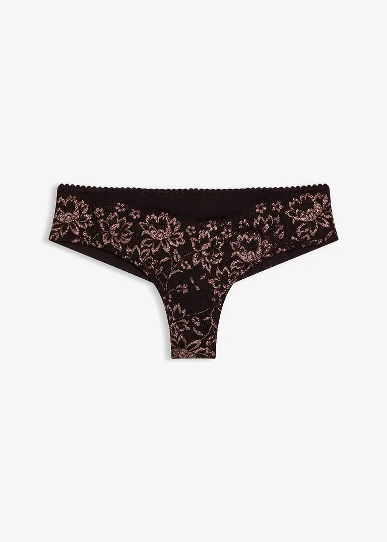 Brazilslip mit Glitzergarn in schwarz von vorne - bonprix Brazilslip mit Glitzergarn in schwarz von vorne - bonprix