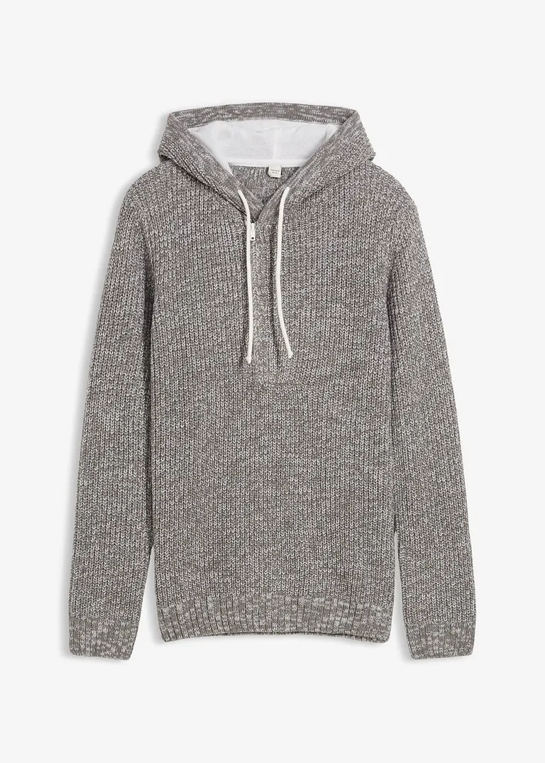 Pullover mit Kapuze in grau von vorne - bonprix Pullover mit Kapuze in grau von vorne - bonprix
