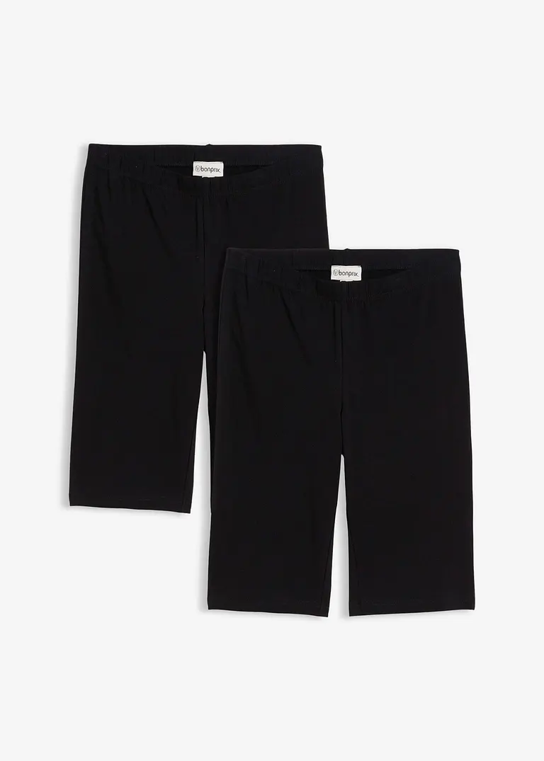 Lange Radlerhose (2er Pack) in schwarz von vorne - bonprix Lange Radlerhose (2er Pack) in schwarz von vorne - bonprix