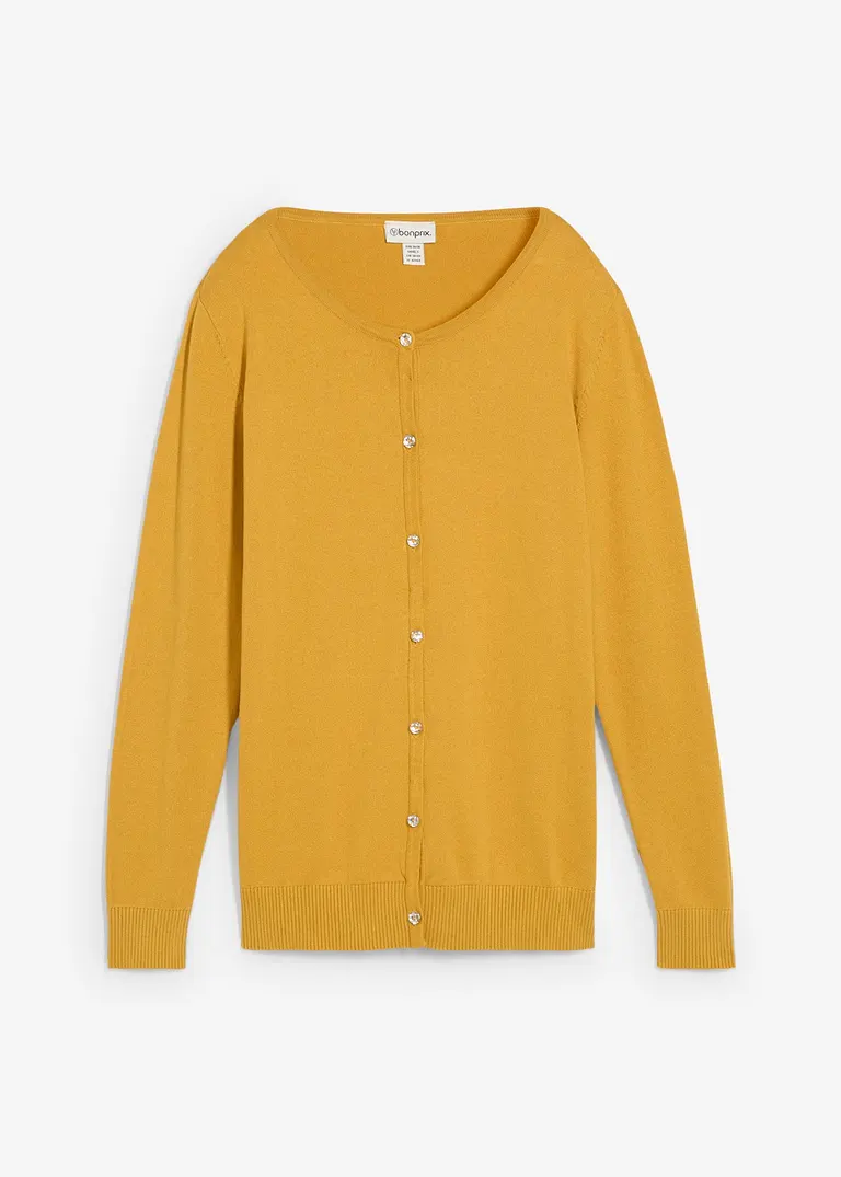 Enge Feinstrickjacke in gelb von vorne - bonprix Enge Feinstrickjacke in gelb von vorne - bonprix