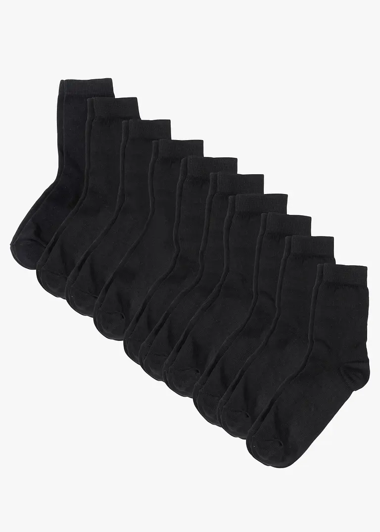 Socken mit Bio-Baumwolle (10er Pack) in schwarz von vorne - bonprix Socken mit Bio-Baumwolle (10er Pack) in schwarz von vorne - bonprix