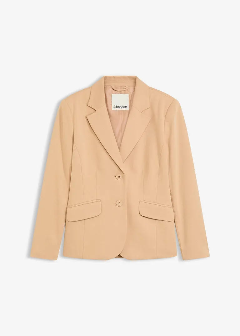Baumwoll Jersey-Blazer in beige von vorne - bonprix Baumwoll Jersey-Blazer in beige von vorne - bonprix
