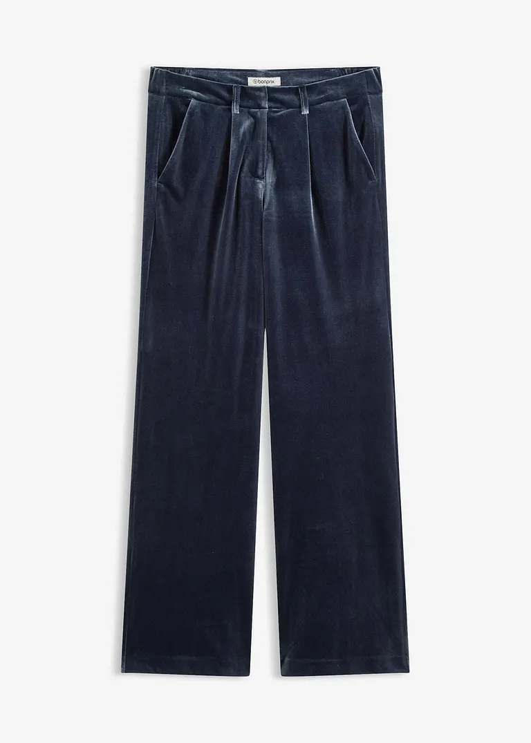 Hose aus softem Samt in blau von vorne - bonprix Hose aus softem Samt in blau von vorne - bonprix