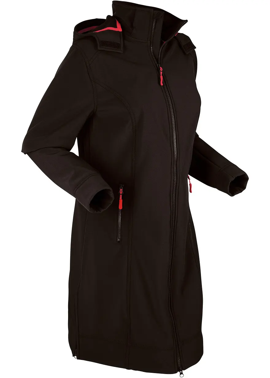 wasserabweisender Softshellmantel in schwarz von der Seite - bonprix wasserabweisender Softshellmantel in schwarz von der Seite - bonprix