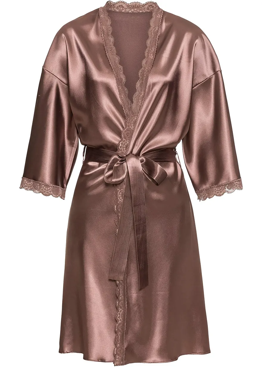 Satin Kimono in braun - VENUS Satin Kimono in braun - VENUS