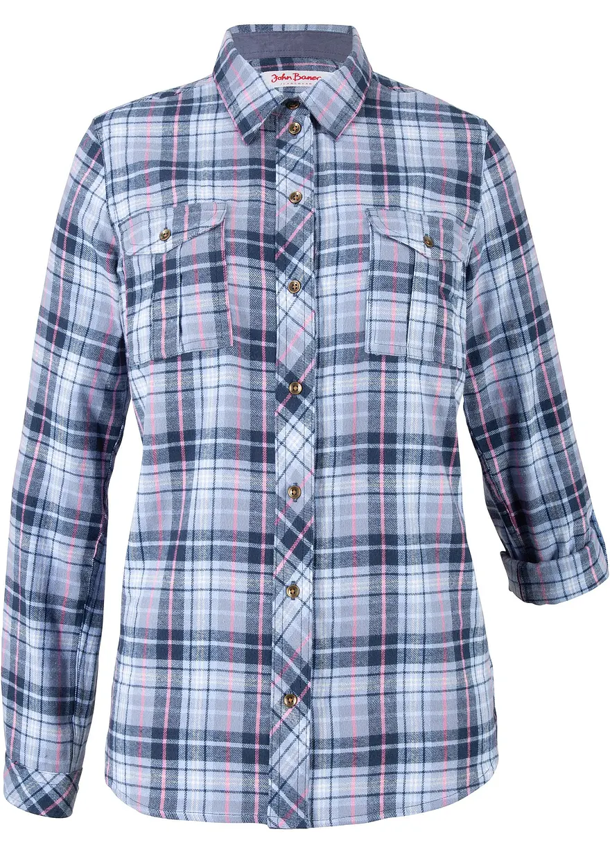 Flanellhemd in blau von vorne - bonprix Flanellhemd in blau von vorne - bonprix