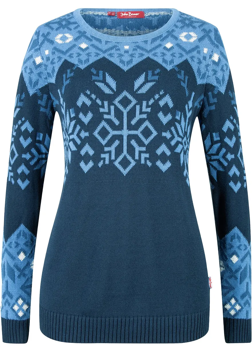 Pullover mit Norwegermuster in blau von vorne - bonprix Pullover mit Norwegermuster in blau von vorne - bonprix