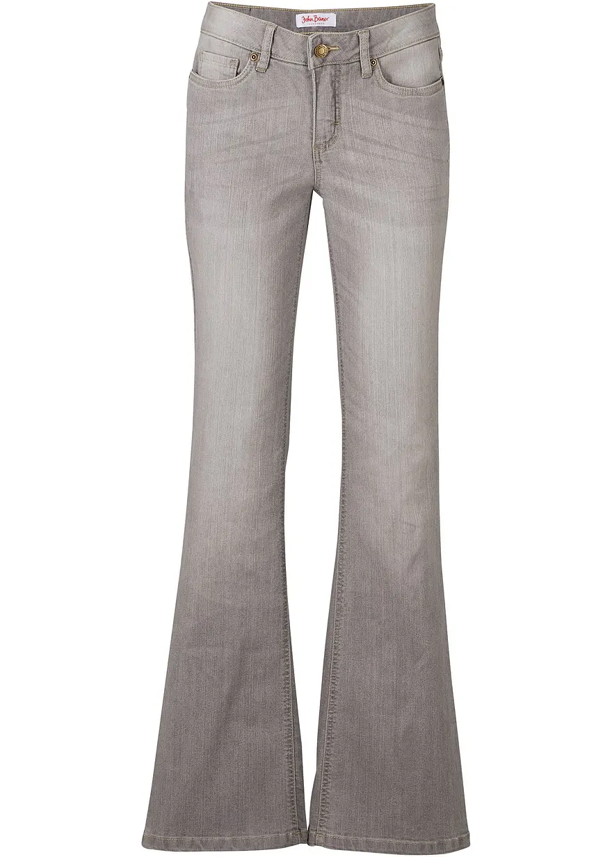 Bootcut Jeans Mid Waist, Komfort-Stretch in grau von vorne - bonprix Bootcut Jeans Mid Waist, Komfort-Stretch in grau von vorne - bonprix
