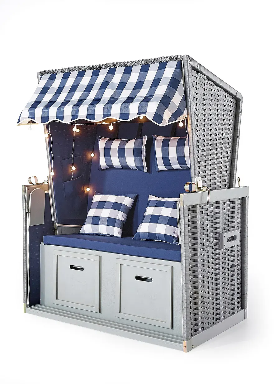 Strandkorb für 2 Personen mit LED in grau von vorne - bpc living bonprix collection Strandkorb für 2 Personen mit LED in grau von vorne - bpc living bonprix collection