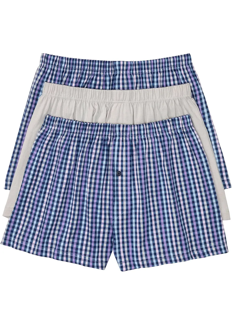 Lockere Jersey Boxershorts (3er Pack) in blau von vorne - bonprix Lockere Jersey Boxershorts (3er Pack) in blau von vorne - bonprix