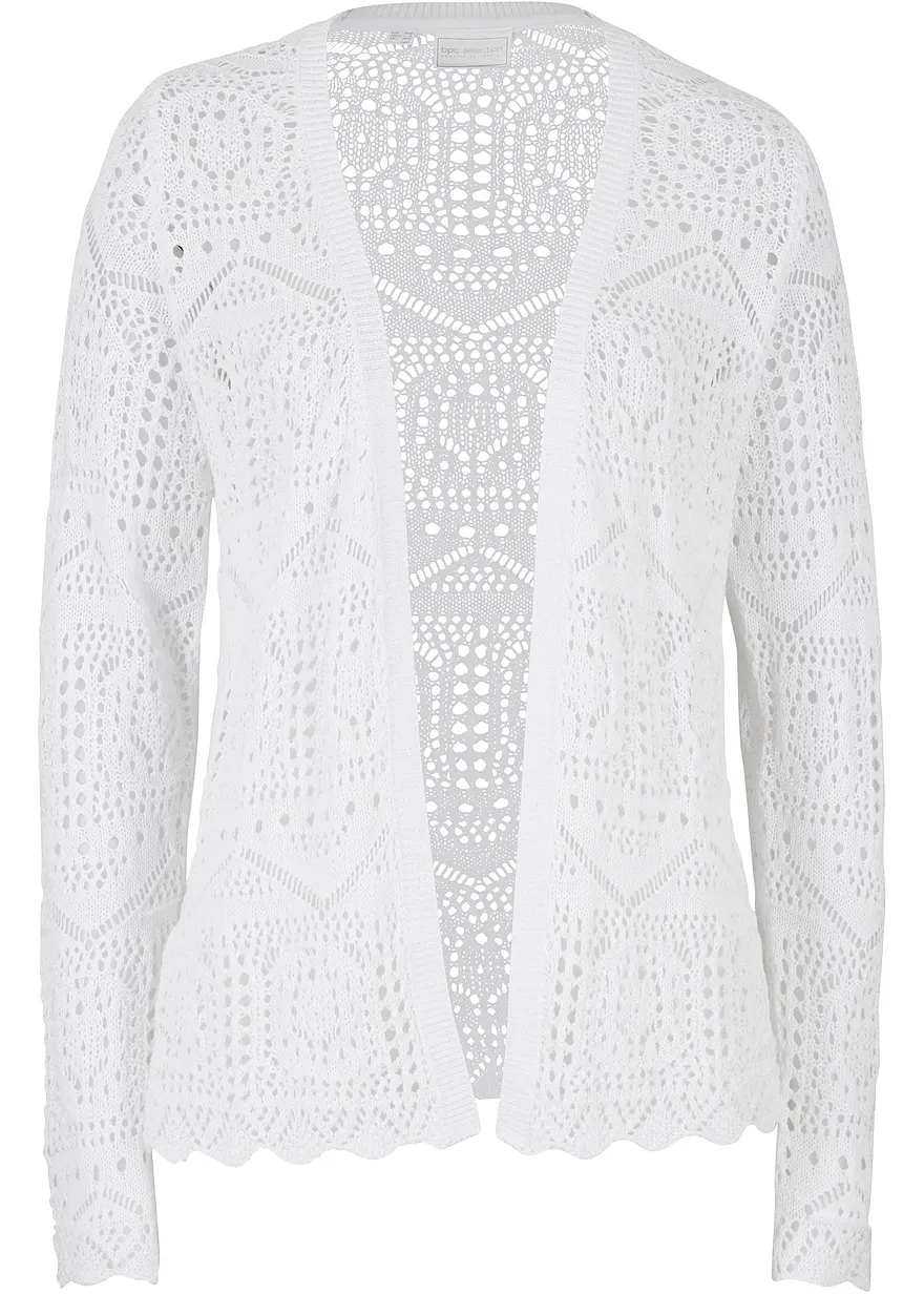 Strickjacke in weiß von vorne - bonprix Strickjacke in weiß von vorne - bonprix