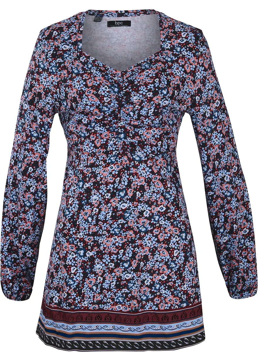 Shirt-Tunika aus Baumwoll-Viskose-Mix in blau - bonprix Shirt-Tunika aus Baumwoll-Viskose-Mix in blau - bonprix