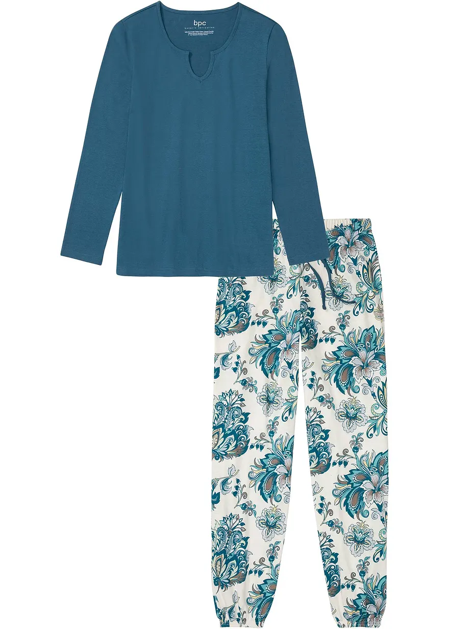 Pyjama in petrol von vorne - bonprix Pyjama in petrol von vorne - bonprix
