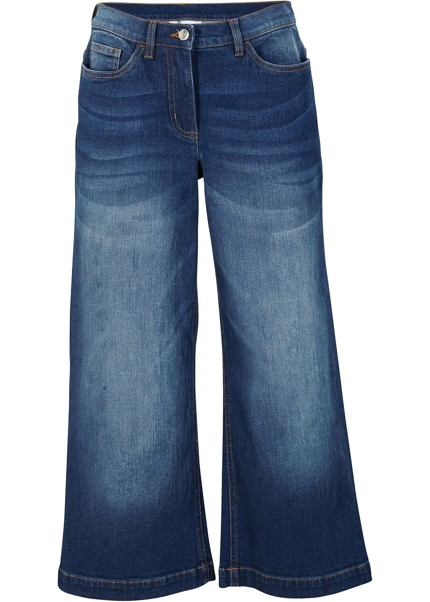 Jeans-Culotte aus Bio-Baumwolle in blau von vorne - bpc bonprix collection Jeans-Culotte aus Bio-Baumwolle in blau von vorne - bpc bonprix collection