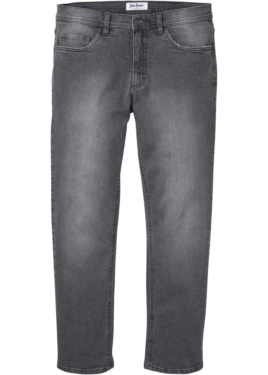Regular Fit Stretch-Jeans mit Komfortschnitt, Straight in grau von vorne - bonprix Regular Fit Stretch-Jeans mit Komfortschnitt, Straight in grau von vorne - bonprix