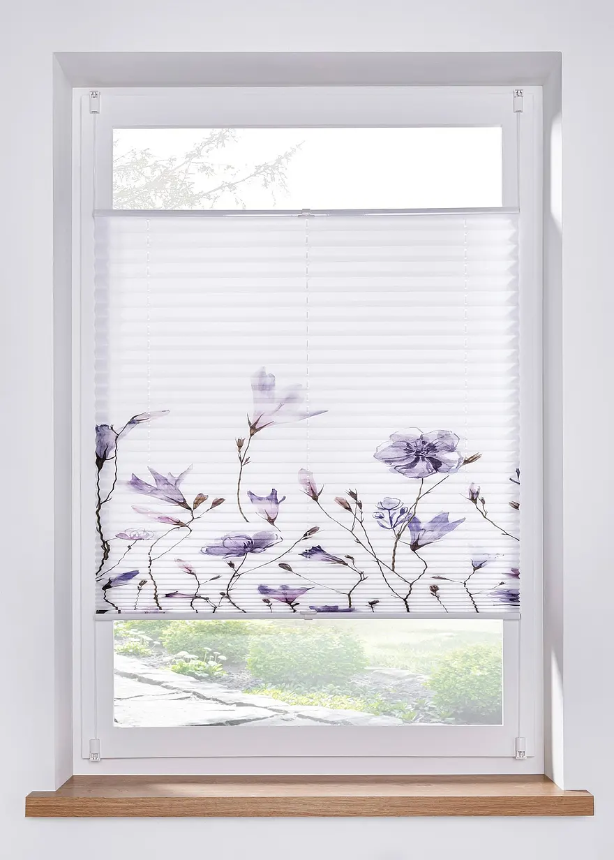 Plissee mit Blumenmuster in lila - bonprix Plissee mit Blumenmuster in lila - bonprix