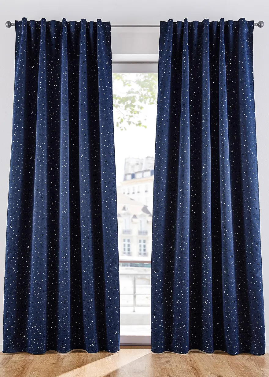 Verdunkelungsvorhang mit Sterneglitzer-Druck (1er Pack) in blau - bpc living bonprix collection Verdunkelungsvorhang mit Sterneglitzer-Druck (1er Pack) in blau - bpc living bonprix collection