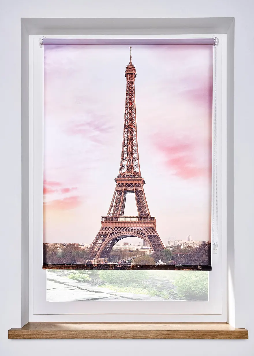 Sichtschutzrollo mit Eiffelturm Motiv in rosa - bpc living bonprix collection Sichtschutzrollo mit Eiffelturm Motiv in rosa - bpc living bonprix collection